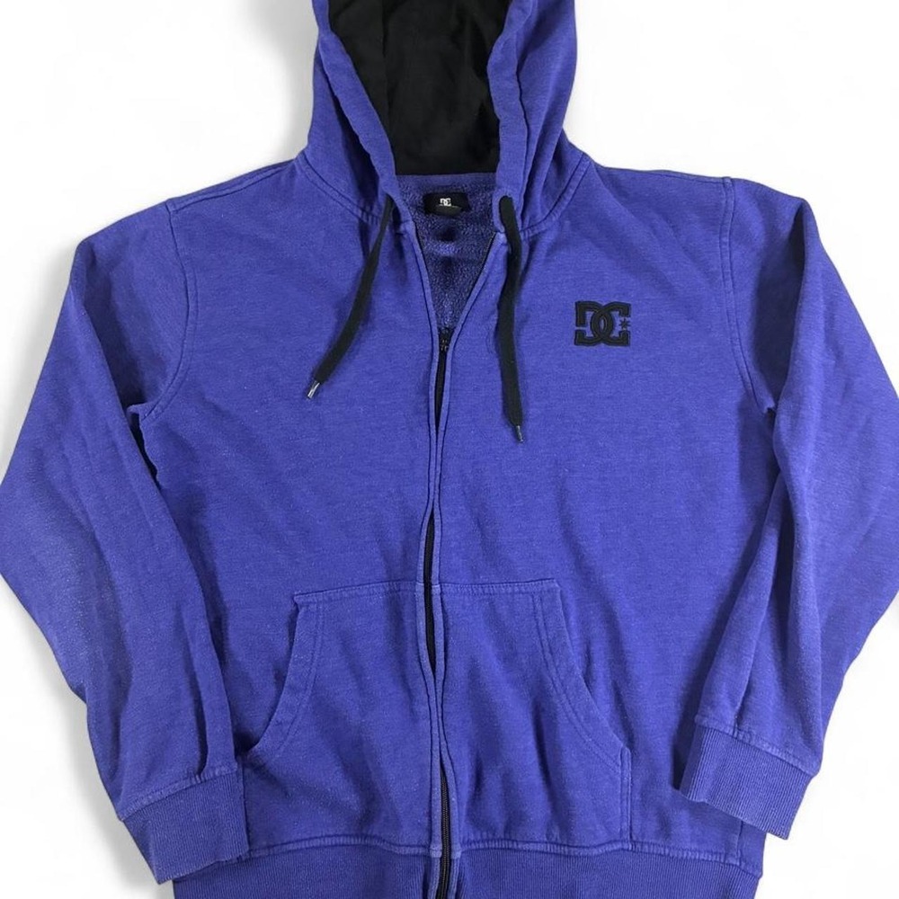 DC Shoes Zip Up Hoodie Mens Medium Purple Black Logo.